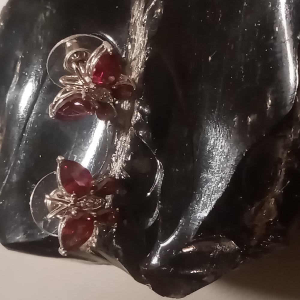 Pink tourmaline butterfly earrings in 925 sterling silver.